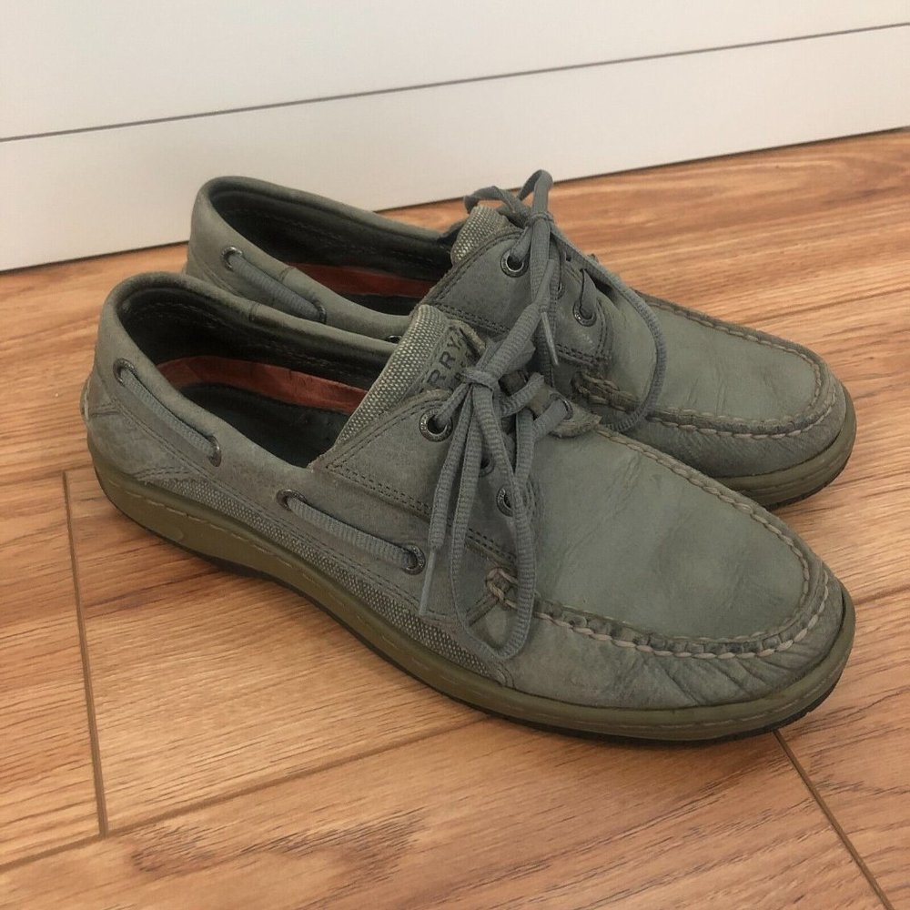 Sperry Top-Sider Gray Leather & Textile Boat Shoes Men's 0786582 - Size 8.5 M